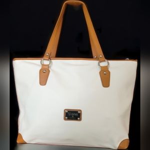 Valentina Made in Italy White Leather Large Tote Bag